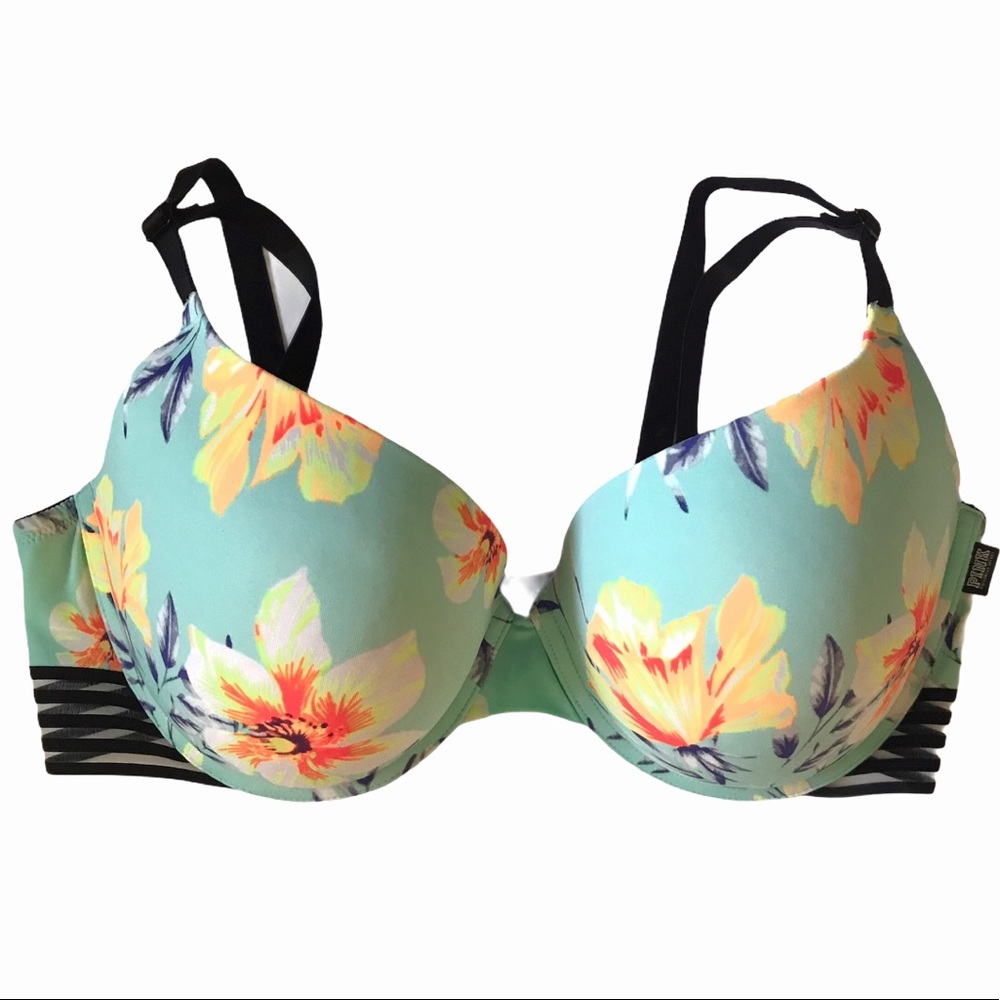 Pink Victoria Secret Push Up Floral Bra SZ…